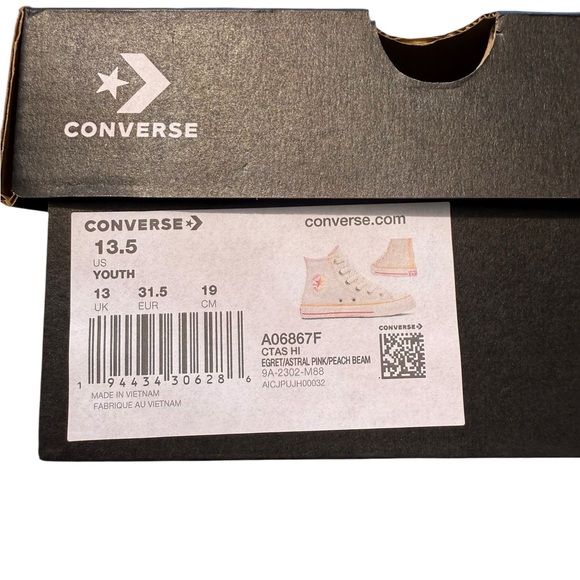 Converse Girls Chuck Taylor EVA Lift Hi Sneakers Ivory Size 13.5 Glazed - Picture 9 of 10